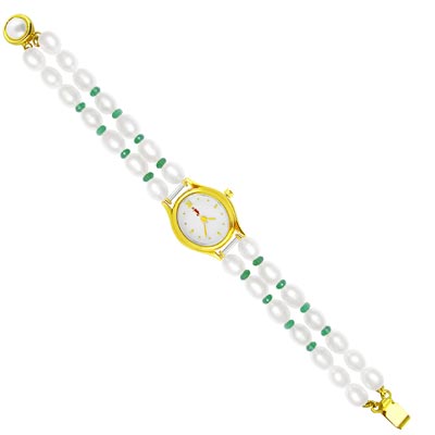 Sea-Blue Oval Pearl Watch