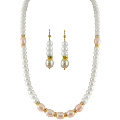 Seven Peach Pearl Necklace