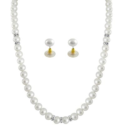 White Single Line Pearl Necklace