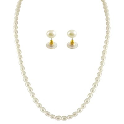 1 Line Oval Pearl Necklace