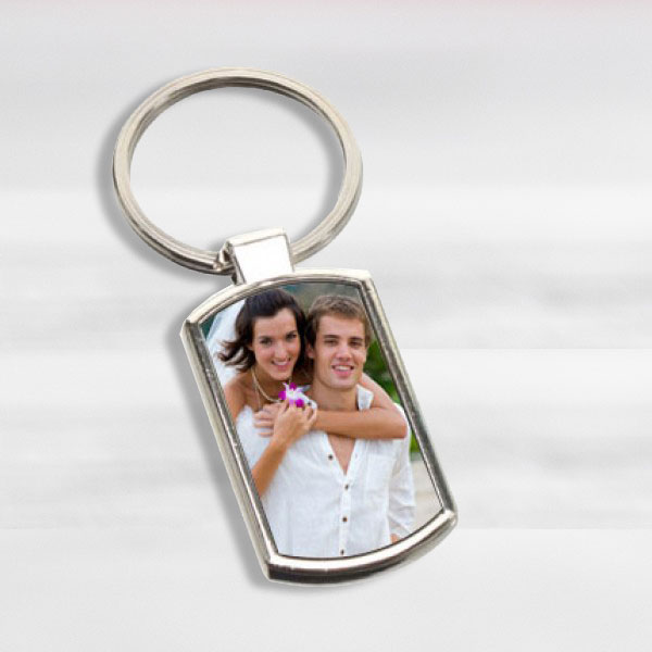 Metal Rectangle Photo Key Chain