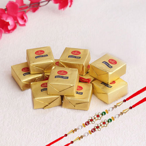 Two Stone Rakhi With 500gm Kaju Bite