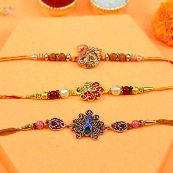 Majestic Peacock Trio Rakhi