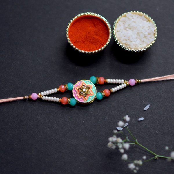 Floral Pearl Minakari Rakhi