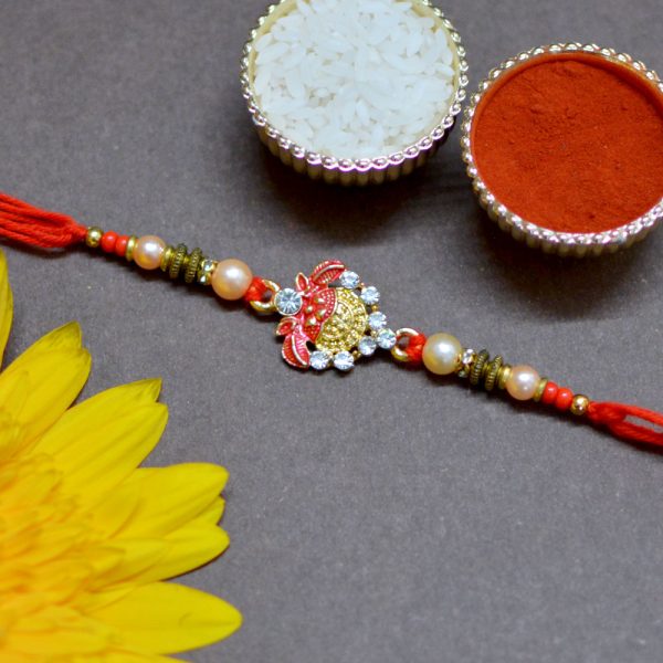 Kundan Lotus Stone Rakhi