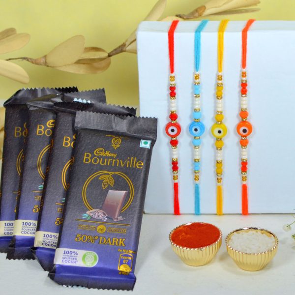 Evil Eye Rakhi Set of 4 Chocolate Hamper