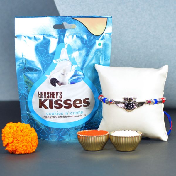 Bhai Silver Rakhi with Hershey's Kisses