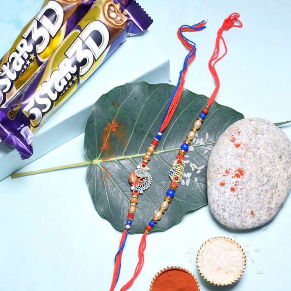 Bro and Peacock Rakhi with Cadbury 5 Star 3D Chocolate Bar