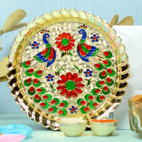 Peacock Rakhi Puja Thali