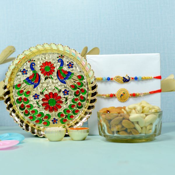 Peacock Rakhi Puja Thali Hamper